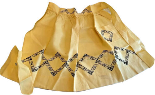 Primary image for Apron Cross Stitch Yellow & Black with Pocket See Description & Pics Vintage