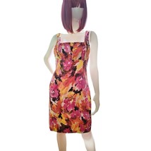 New RONNI NICOLE Dress Pink Abstract Splatter Floral Bright Sheath Colorful - $27.12