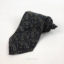 Roberto Villini Collezione Men&#39;s Silk Tie Paisley Black Dark Blue - $14.84