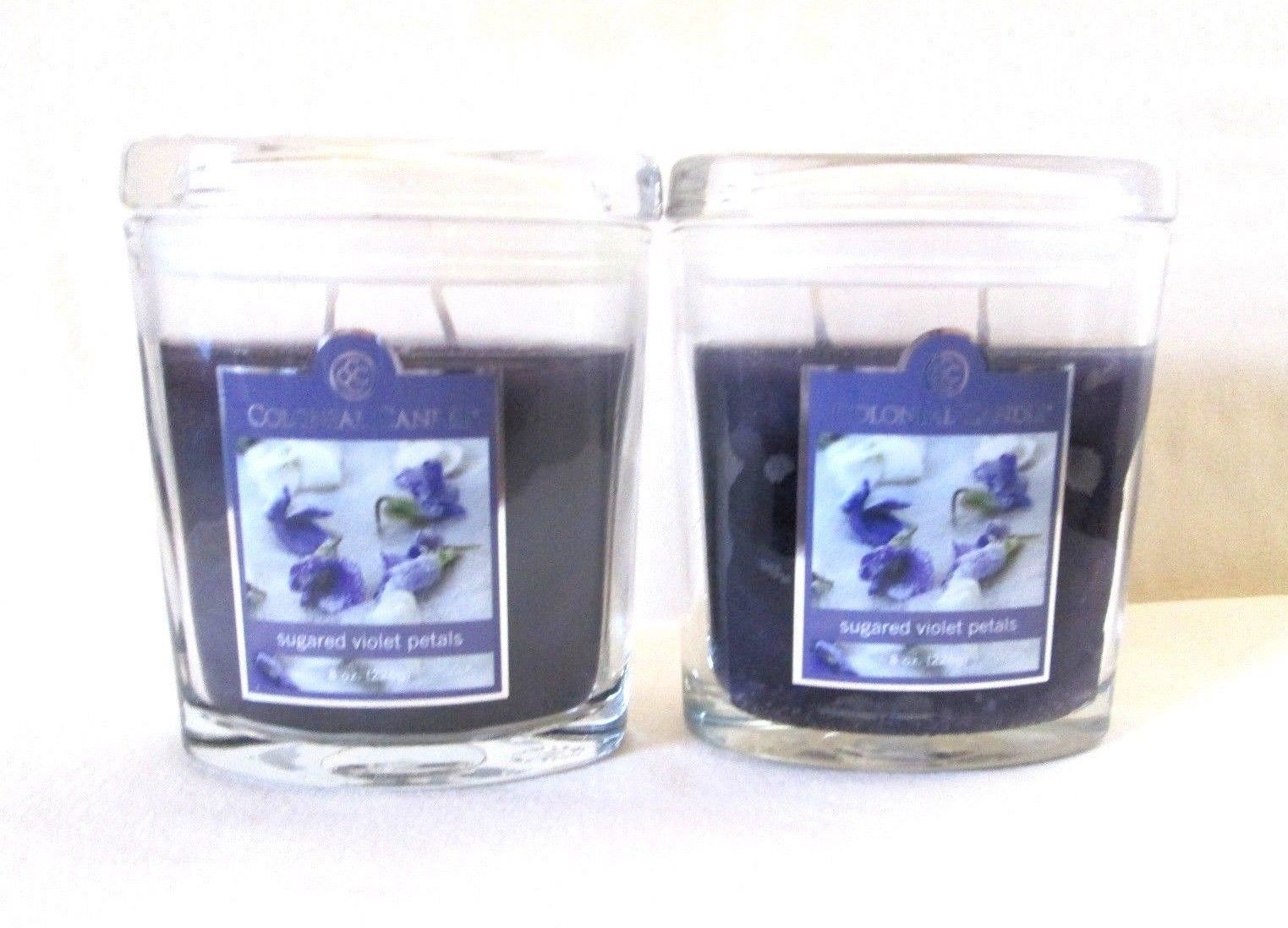 2 Colonial Candle~SUGARED VIOLET PETALS~ 8 oz Oval Jar Candles, 2 wicks - $32.00