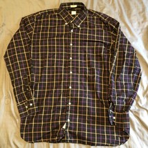 Peter Millar Shirt Mens Large Black Purple Plaid Crown Cotton Button Up ... - £17.52 GBP