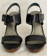 Kelly & Katie Navy Sandals 4” Wood Heel Size 6 - $24.75