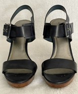 Kelly &amp; Katie Navy Sandals 4” Wood Heel Size 6 - £19.00 GBP