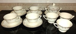 13pc Antique Edwin M Knowles 1930&#39;s China Hostess Tea &amp; Creamer Set *SOME DAMAGE - £47.95 GBP