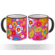 Painted Flowers Butterflies : Gift Mug Pattern Colors Daisies Diy Handmade Prese - £12.70 GBP