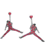 MICHAEL JORDAN SILVER - PLATED PAIR STUD EARRINGS SILVER RED JUMPMAN JUM... - $20.17 CAD