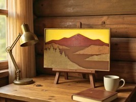 Mountain Sunset Layered Wood Wall Art – 5-Layer Nature Landscape Decor - $44.00