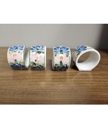 Vintage Bone China Napkin Rings White &amp; Blue Floral (4) Porcelain Philli... - £19.25 GBP