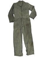 Vtg 40s WW2 US Army HBT 13 Star Coveralls 38R OD Green Herringbone Mecha... - $179.10