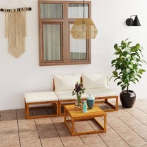 vidaXL Cream & Natural Wood 4-Seater Rectangular Lounge Set with Storage - $8,975.61 MXN