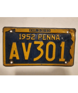 Pennsylvania License Plate 1952 PENNA #AV301-Exp. 3-31-53-VTG-Man Cave-Shop - $34.50 CAD