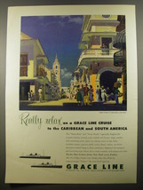 1954 Grace Line Cruise Ad - Really relax on a Grace Line cruise - $18.49