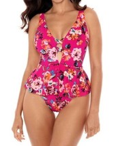 Skinny Dippers HOT HOUSE PINK Too Too Plunge Skirt One Piece Swimsuit Sm... - £66.24 GBP