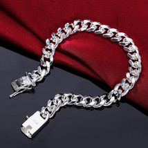 New 925 Silver 10MM chain men noble bracelet fashion charm jewelry weddi... - £6.97 GBP