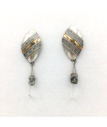 ROCK CRYSTAL POINT sterling silver drop earrings - quartz stone brass de... - £23.95 GBP