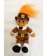 Vintage Thanksgiving Pilgrim Troll Doll Russ Orange Hair  8&quot; Rubber Head - $181.73 MXN