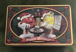 M&amp;M&#39;s Red &amp; Yellow Christmas Metal Cookie Tin MINT - $12.86