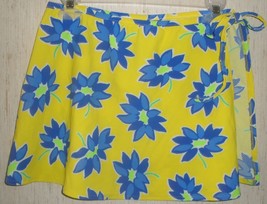 New Womens Jantzen Yellow With Blue Floral Swimsuit Coverup Skirt Size S/M - £18.59 GBP