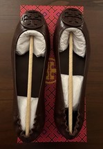 NEW Tory Burch Minnie Travel Logo Leather Ballet Flats Plum Size 9 NIB - $189.99