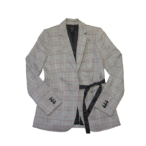 NWT J.Crew Tie-Front Blazer in Gray Red Lady Glen Plaid Jacket 0 - $89.10