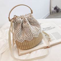 Flower Pattern Lace Woven Bucket Bags For Women 2022 New Fashion Summer Beach St - £32.97 GBP