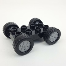 Lego Duplo 2x4 Car Base Vehicle Black Silver Hubcaps Axles Wheels Replacement - £4.14 GBP