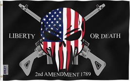 Anley 3x5 Ft Liberty or Death 2nd Amendment 1789 Flag USA Skull Flags Polyester - £5.46 GBP