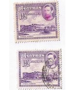 Cyprus King George VI 1 1/2 Piastre Stamps (2) Used VG - £0.77 GBP