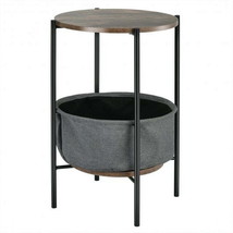 Industrial Round End Side Table Sofa w/ Storage - £59.50 GBP