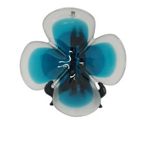 Mats Jonasson Maleras Lucky Four Leaf Clover Bowl Sweden Full Lead Flower Blue - £154.37 GBP