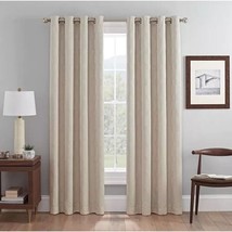 Blackout curtains 50x84 pair beige grommet top design heavy thermal ener... - $77.00