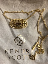 Kendra Scott Large Filigree Necklace Yellow Gold Plated - £64.06 GBP