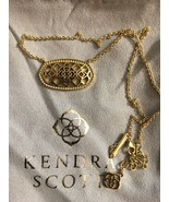 Kendra Scott Large Filigree Necklace Yellow Gold Plated - $109.34 CAD