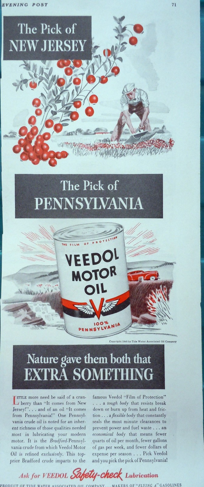 Primary image for Veedol Motor Oil Magazine Print Article Art Advertisement 1940s