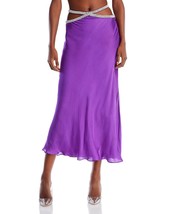 Yaura Women&#39;s Fife Satin Embellished Party Midi Skirt Size 4 Waist 31 B4HP - $51.95