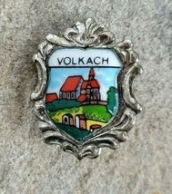 VOLKACH Bavarian Travel Shield Crest Oktoberfest Resort Lapel Hat Pin Ge... - £12.52 GBP