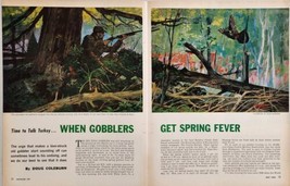 1968 Magazine Picture Hunter,Shotgun &amp; Wild Turkey Illustrated by Dave Blossom - £14.59 GBP