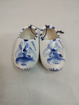 Pair of Vintage Delfts Holland Mini Dutch Shoes Porcelain Windmill Hand ... - $9.49
