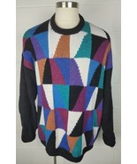 Vintage Etchings Mens Multi Color Geometric Triangle Sweater Cotton Rami... - £15.56 GBP