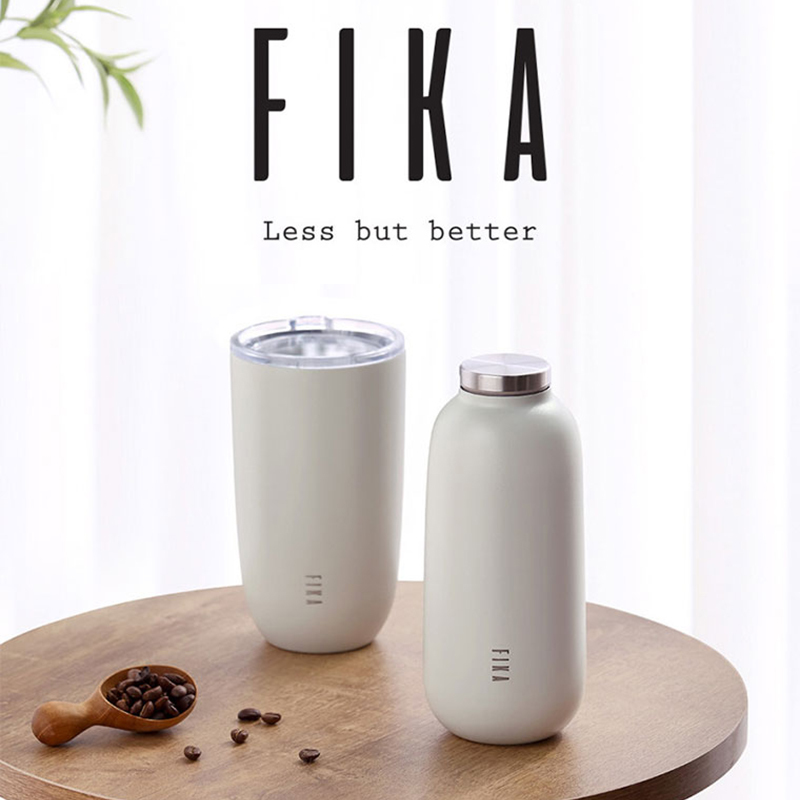 NEOFLAM FIKA Flat Cap Tumbler 0.52qt (500ml)+Bottle Thermos 0.42qt (400ml) Ivory - £67.83 GBP