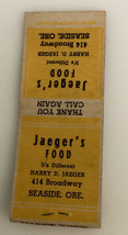 Vintage Advance Matchbook Jaeger’s Food Harry D Seaside Oregon Adverting - $19.01