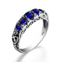 Diamond Rings For Women Antique 925 sterling Silver White Zirconia Ring Gemstone - £38.04 GBP