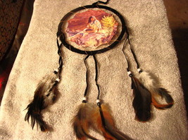 DREAMCATCHER WITH A PICTURE OF AN INDIAN LADY #7 - £7.37 GBP