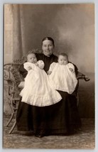 RPPC Lovely Edwardian Woman Florence Coe with Cute Babies Postcard I24 - £7.95 GBP