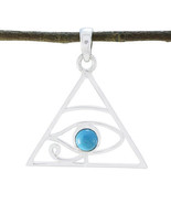 Bijoux Turquoise Bijoux d&#39;anniversaire Pendentif en argent massif 925 Ro... - $22.01