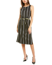 Vince Camuto Striped Midi Dress Side Slits Black White Yellow Belt Sz 00 NWT - $55.20