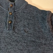 Chaps Men’s Cotton Blue 1/4 Button Pullover Sweater VGUC Elbow Patches Size XL image 6