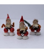 3x Paper Mache Antique Christmas  Santa Claus Figures Spun Cotton Beards - $75.19