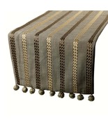 Subtle Stripes - Taupe Green Linen Decorative Table Runners - $60.44+