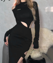Blvck Cutout Mini Dress Sexy BlackPink Anime Garter Goth Designer Maison... - £7.78 GBP